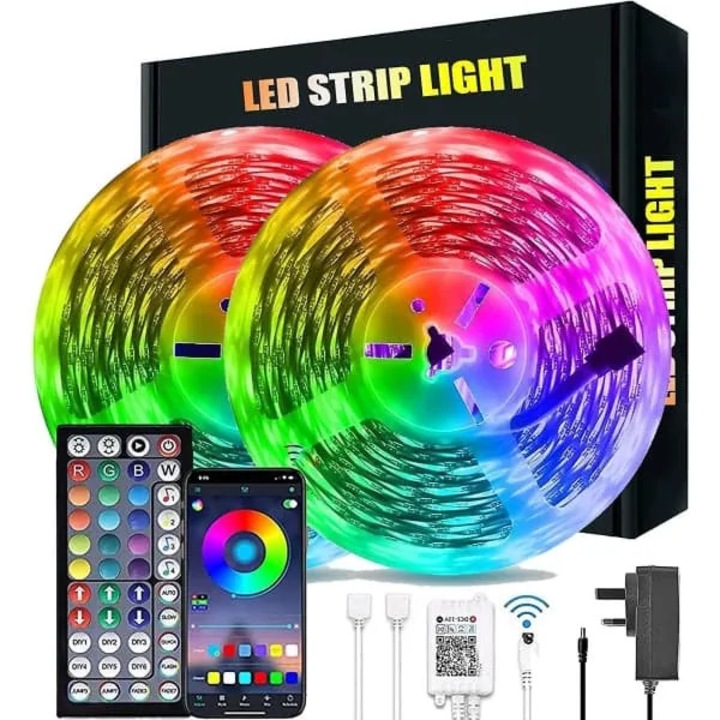 LED szalag 20m RGB mikrofonnal és távirányítóval, többszínű, 20x1cm