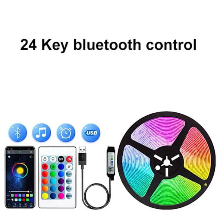 LED лента 15м RGB със синхронизация с музика и управление чрез приложение, дистанционно управление, гъвкава
