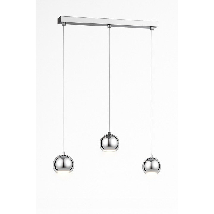 Lampa Wisząca Cromata 3x Kule GU10 - Moderna pentru Salon, Bucatarie