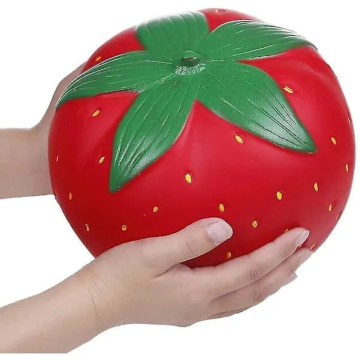 Голяма антистрес играчка ягода, мека, червена с жълто, 25x19см