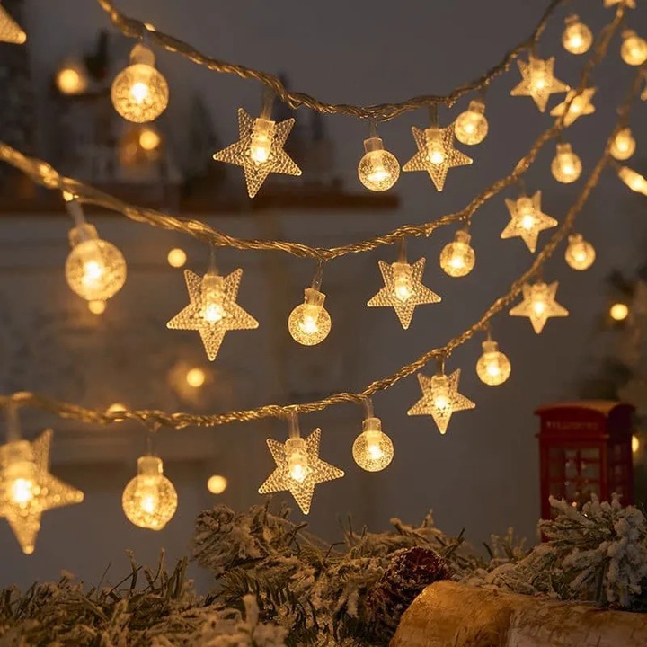 Светеща инсталация топка Bubble Star 6м 40 LED топло бяло USB