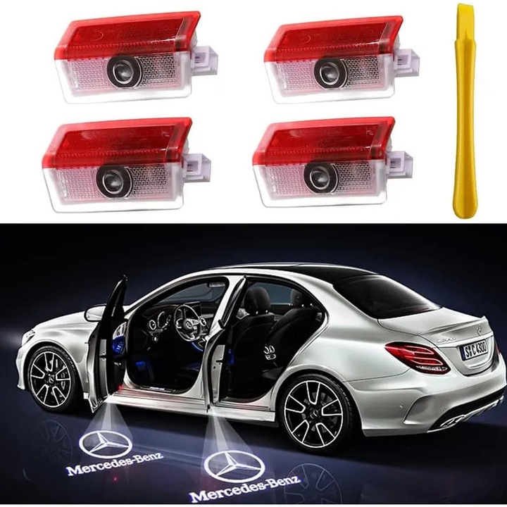 Комплект от 4 LED проектора за лого на автомобил 3D, многоцветен, универсален, стандартни размери