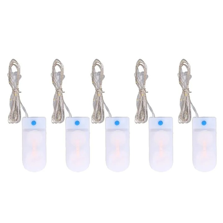 5 db elegáns mini LED dekorációs lámpa szett, fehér, 1x12cm