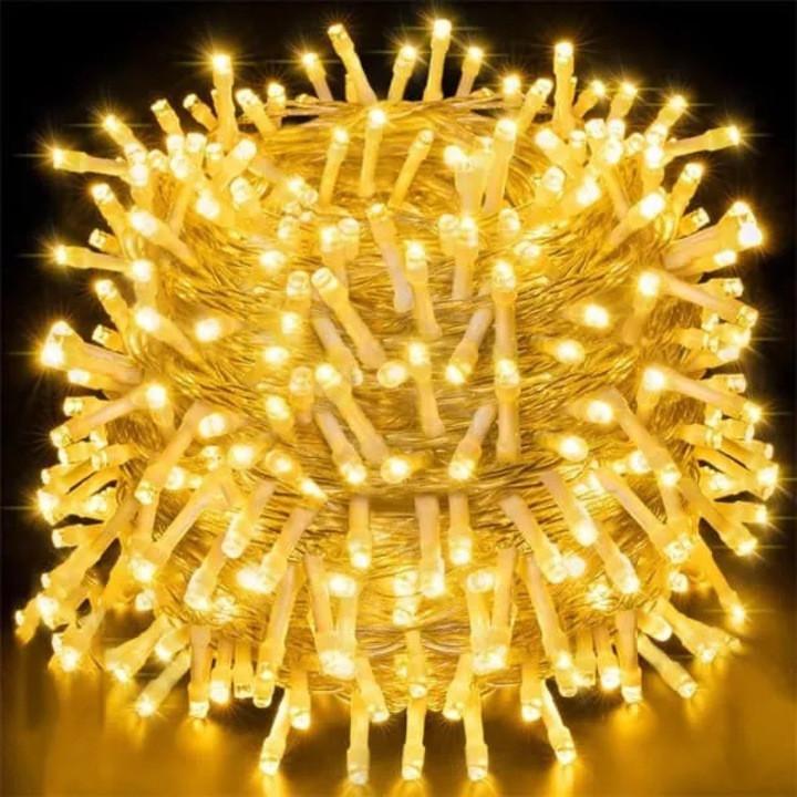 Светеща инсталация 30м 300 LED, топло бяла, водоустойчива, с дистанционно управление
