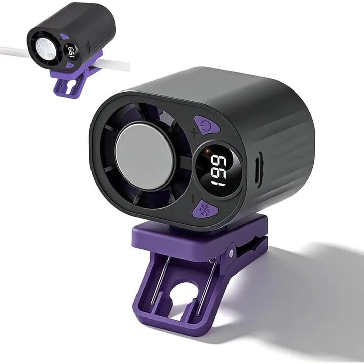 Mini USB autós ventilátor, állítható, lapát nélküli, kék, kompakt