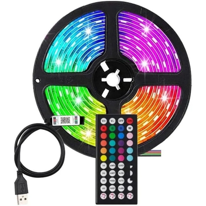Banda LED RGB Bluetooth 10m többszínű távirányítóval