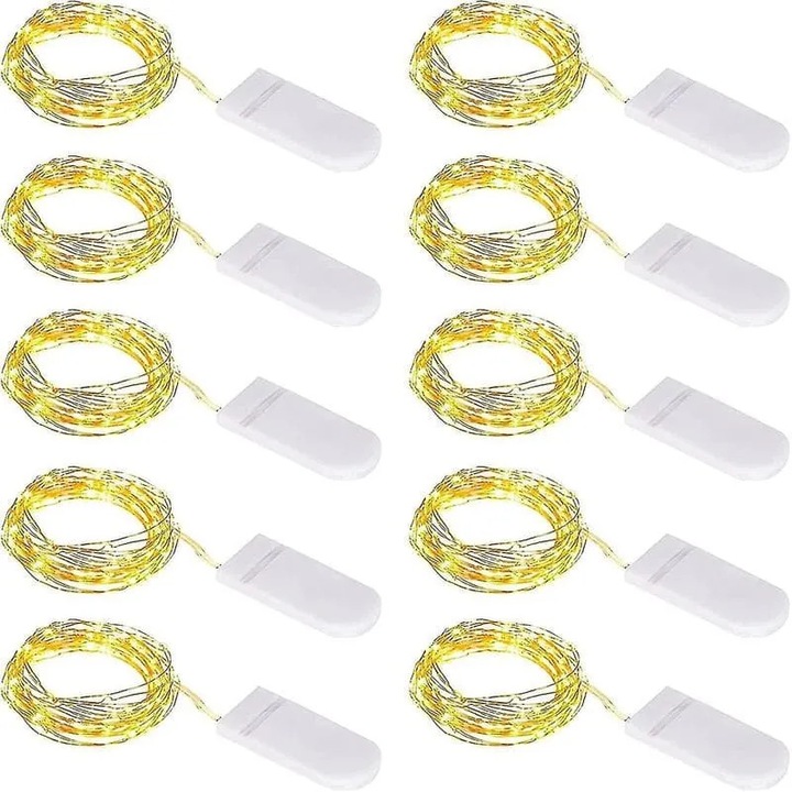 LED светеща инсталация 1м 10 микро топло бяло комплект 10 бр