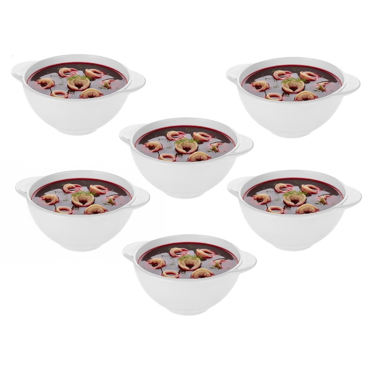 Galicja Set de 6 boluri Opal x7x16 alb 13.6x7x16.8cm, 500 ml