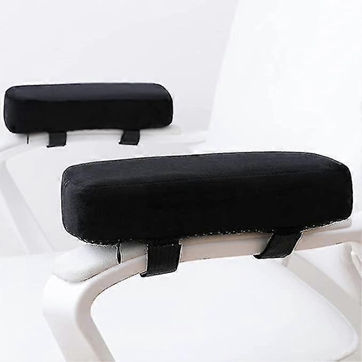 Set 2 Perne Brat Scaun, Spuma Memorie, 25x8x4cm, Negru