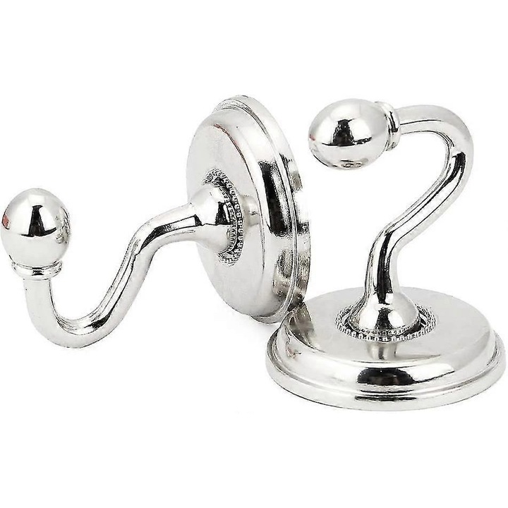 Set 2 carlige vintage pentru perdele, aliaj, argintiu, 4.8x6.5cm