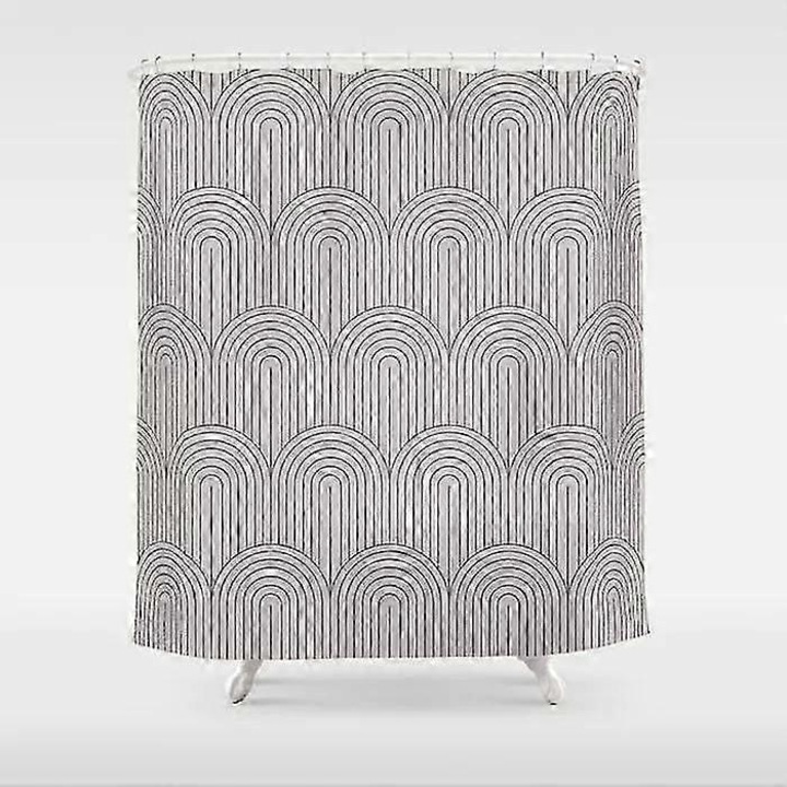 Perdea de baie cu model de linii, arce si elipse multiple, pentru decorarea casei, impermeabila, pentru cada, perdea de dus creativa cu personalitate Perdea de dus-2957 /2