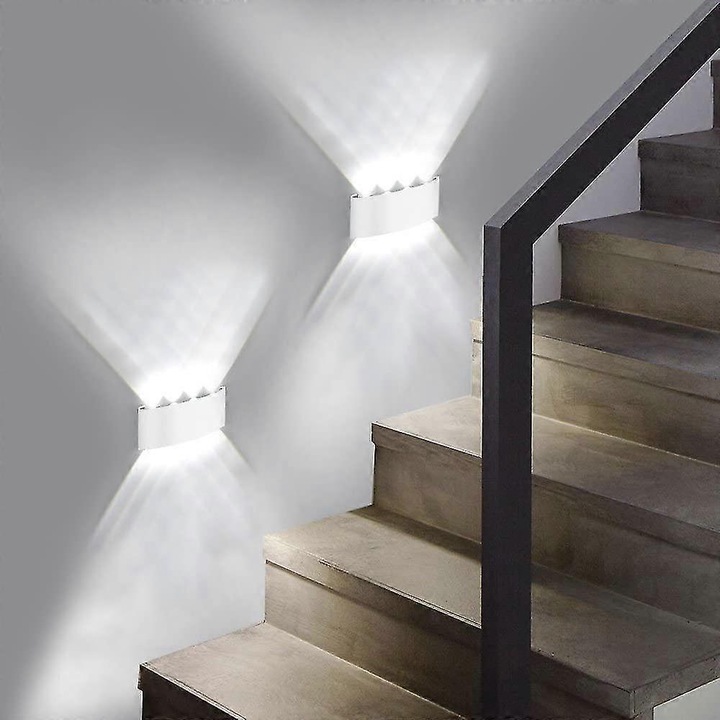 LED fali lámpa 8W, meleg fehér és hideg fehér, alumínium, 25x10x8cm, szerelőkészlet