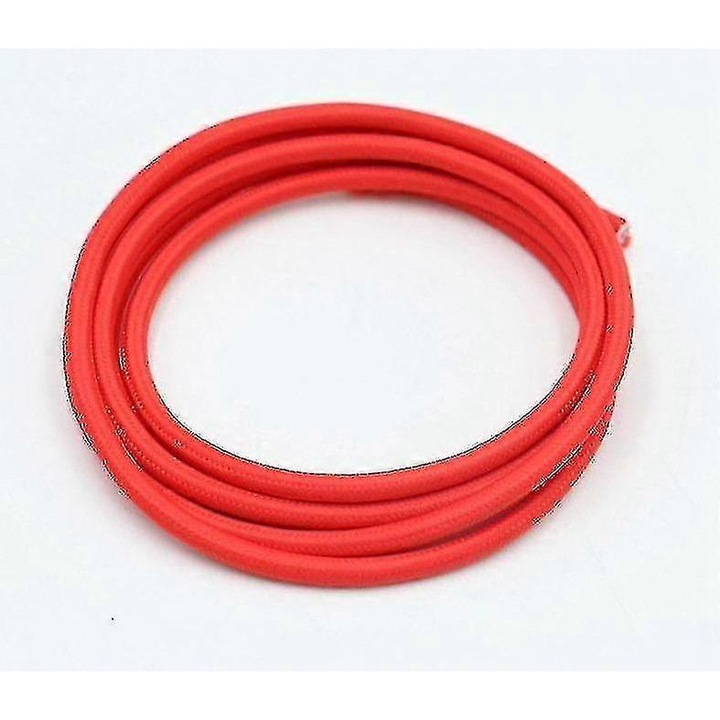 Кръгъл текстилен електрически кабел 2x0.75mm2 винтидж червен 5м
