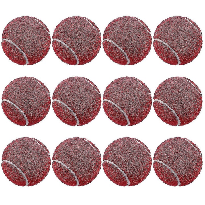 Set 12 mingi tenis cauciuc natural multicolor 63mm cu geanta depozitare