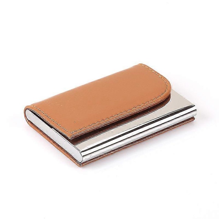 Suport carti de vizita din otel inoxidabil laminat, apricot, 9x6cm
