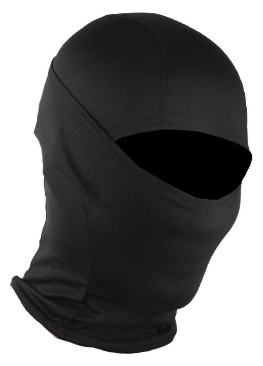 Álcázó arcmaszk, balaclava, poliészter, fekete, 38x23cm