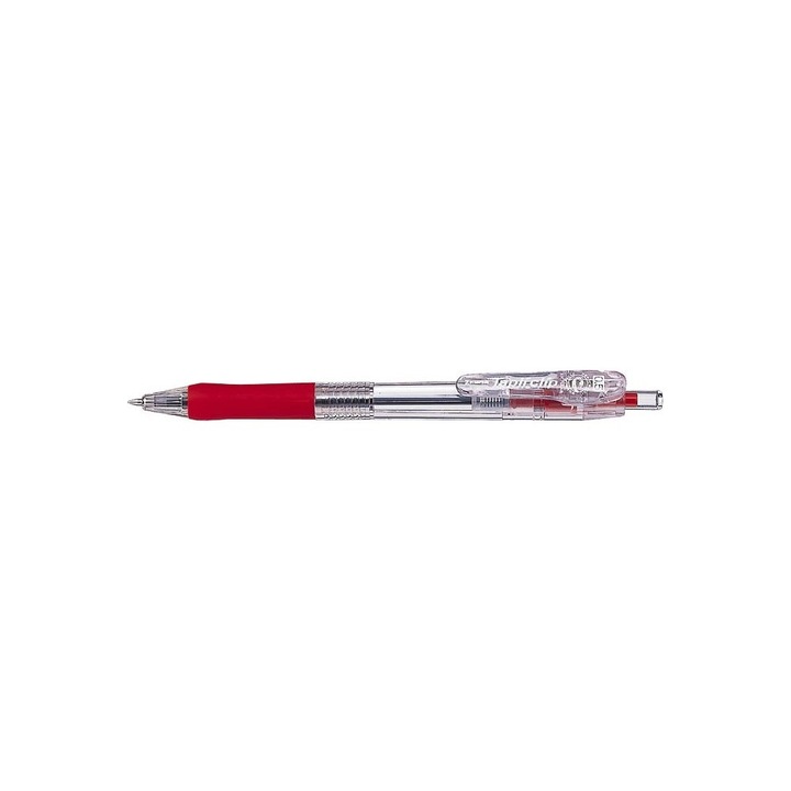 Golyóstoll, 0, 21 mm, nyomógombos, ZEBRA "Tapli Clip ECO", piros