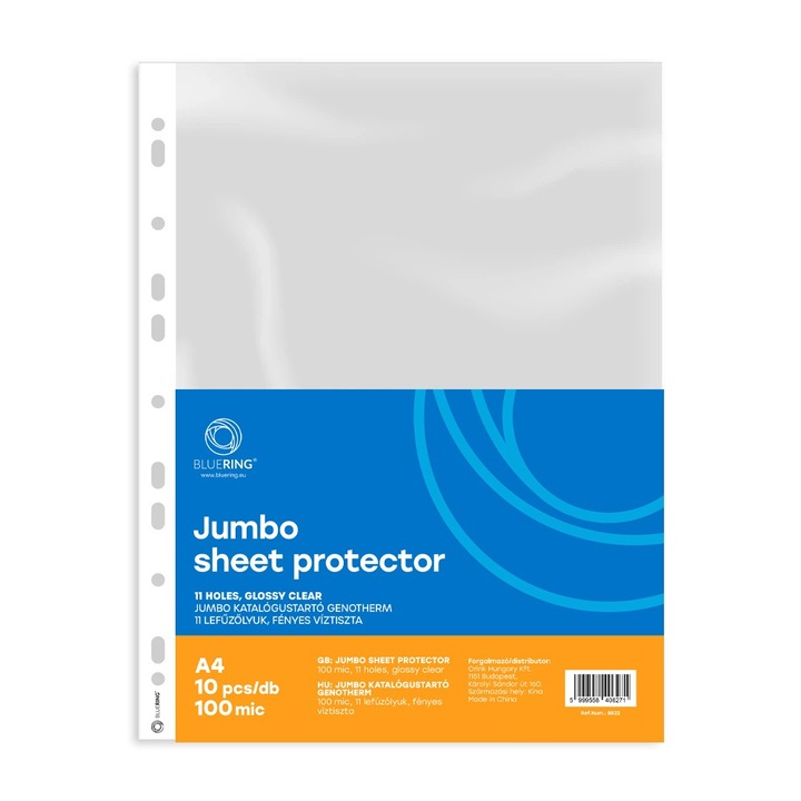 Genotherm lefűzhető, A4, 100 micron jumbo Bluering 10 db/csomag