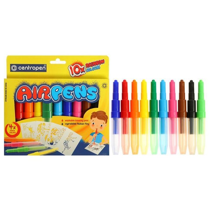 Комплект фулмастри за издухване Centropen AIRPENS 1500 Rainbow Colours 10 различни цвята