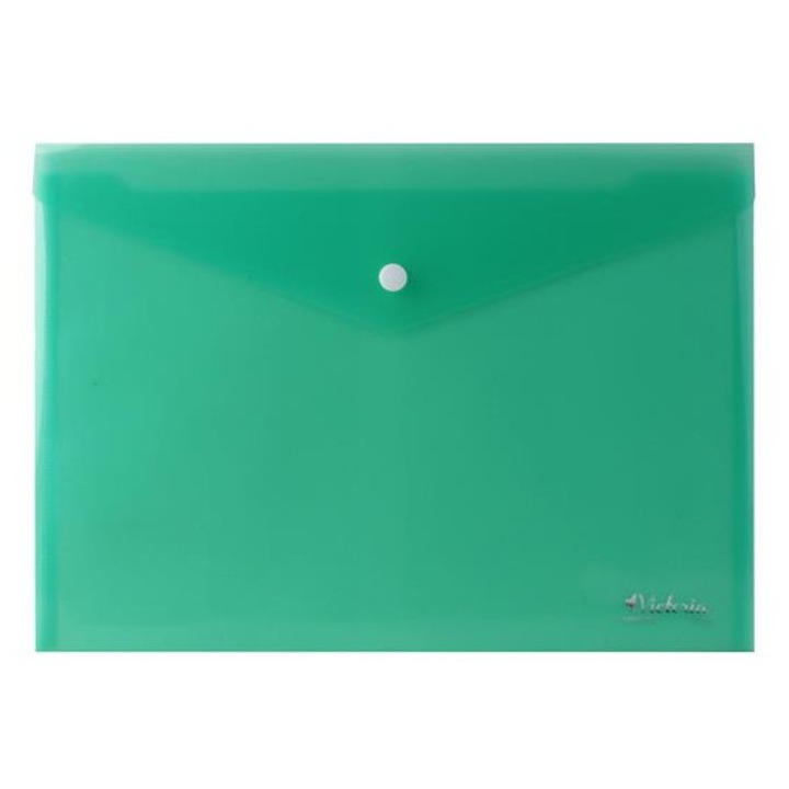 Irattartó tasak, A4, PP, patentos, VICTORIA OFFICE, zöld