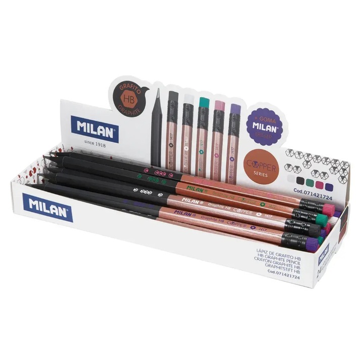 Set 48 Creioane Grafit Copper Series HB, cu Radiera MILAN sku28