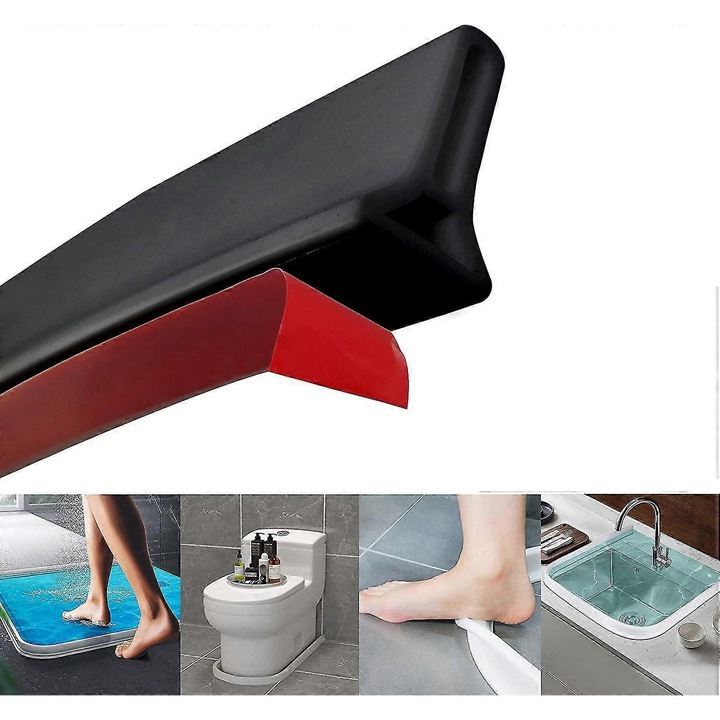 Banda retinere apa silicon, 100cm, negru, flexibila, etansa