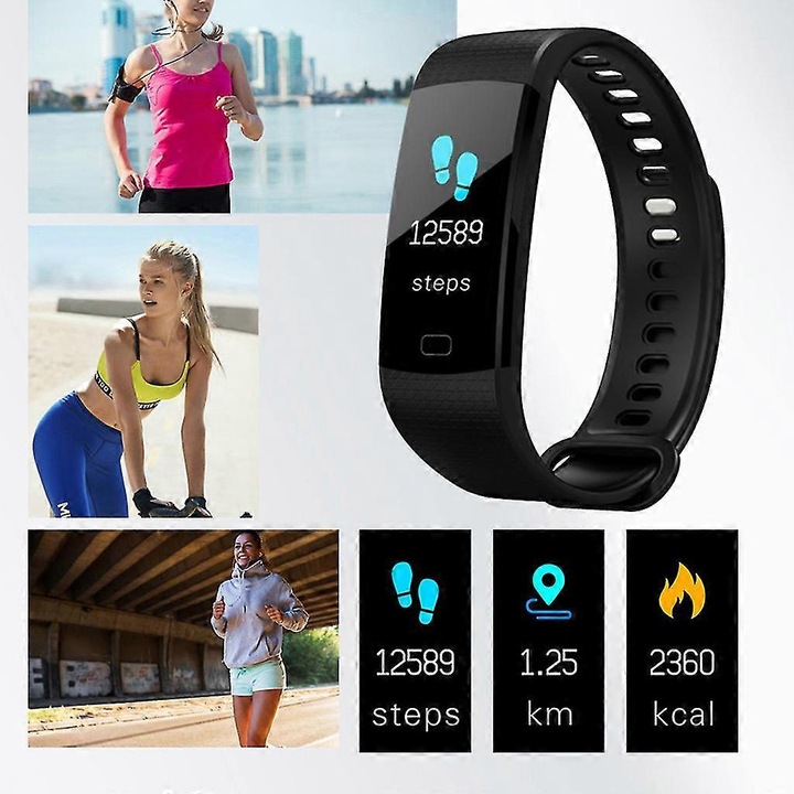 Bratara fitness, tracker activitate, negru, 17.5x8.3x3.1cm