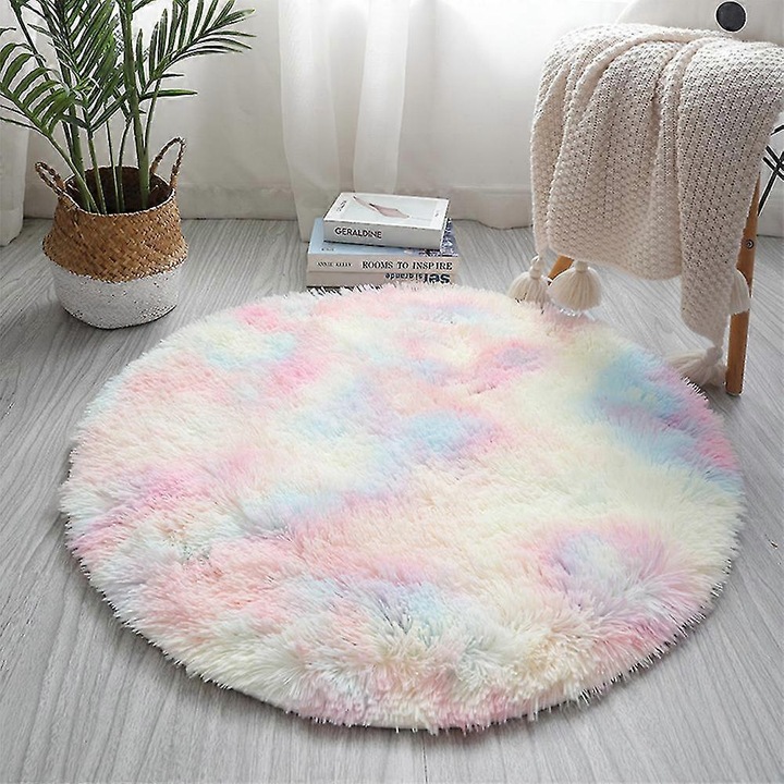 Covor rotund, moale, pufos, poliester, 40x80x100x120x160x200cm