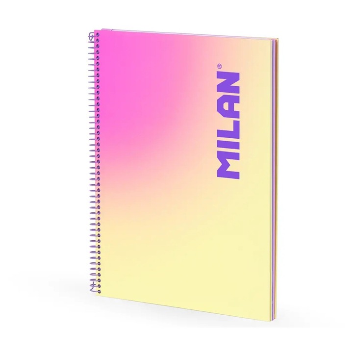 Caiet Milan®, Matematica, A4, 90 file, 95 g/m², 29.5 x 24 cm, Coperta Carton, Spirala, Perforatii pentru indosariere, Microperforatii desprindere fila, Scoala generala, Liceu, Facultate, sku28