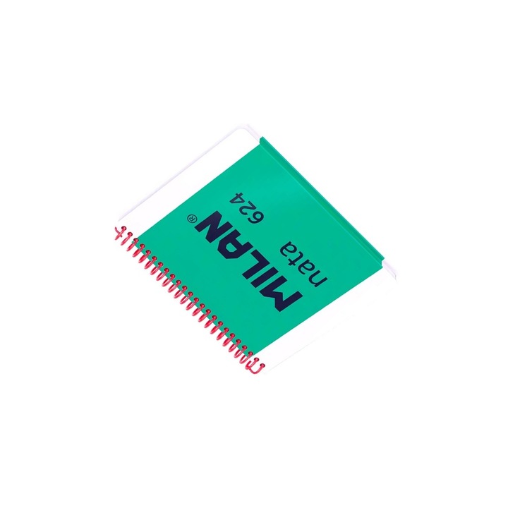 Caiet Milan®, Velina, A5, 80 file, 95 g/m², 148 x 210 mm, Coperta Carton, Spirala, Microperforatii desprindere fila, Perforatii pentru indosariere, Scoala generala, Liceu, Facultate, sku11