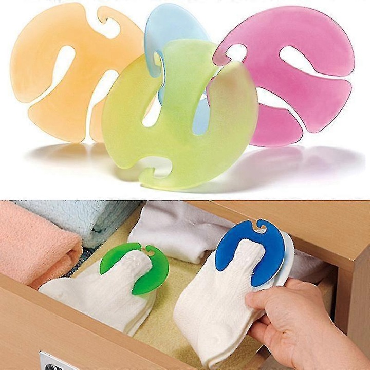 Set 60 cleme pentru sosete, diverse culori, 7x2cm, organizator multifunctional