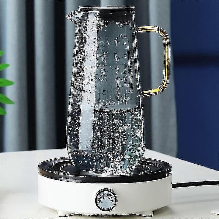 Ceainic sticla borosilicata 1600ml rezistent caldura capac filtru transparent