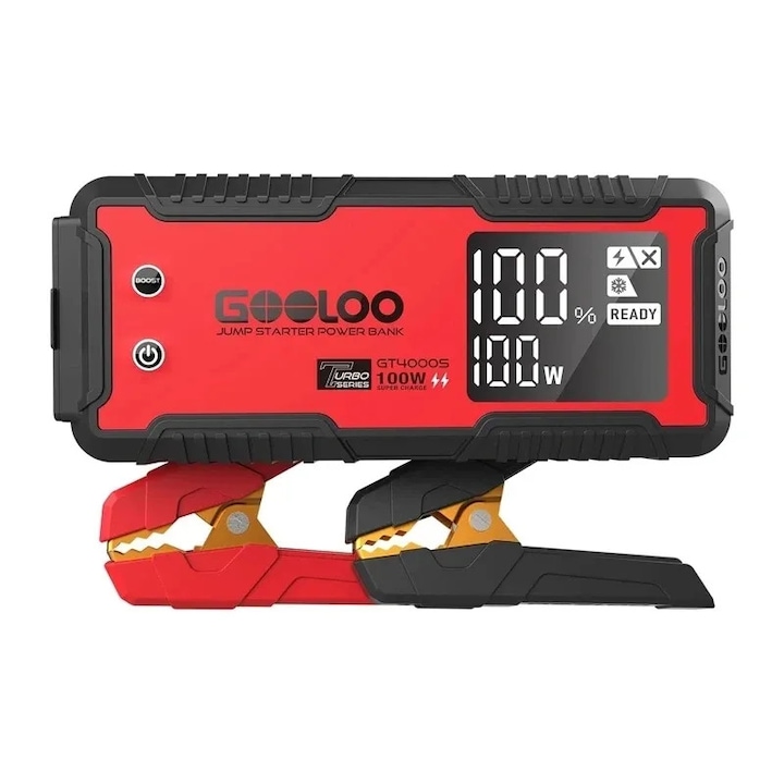 Dispozitiv de pornire auto GOOLOO GT4000S, 4000A, 74Wh, USB-C PD 100W, power bank, lanterna LED, 12V