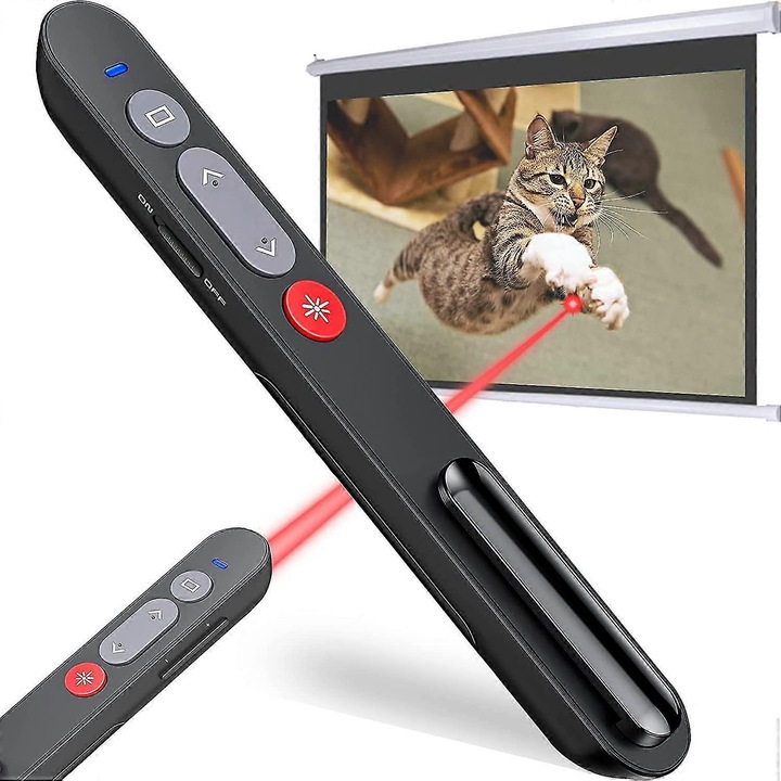 Pointer prezentare wireless cu telecomanda si lumina rosie, 10x3x2cm