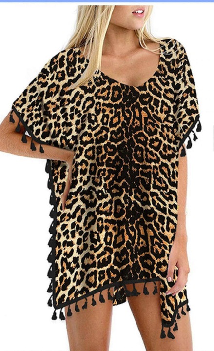Bluza plaja voal, leopard, Leopard