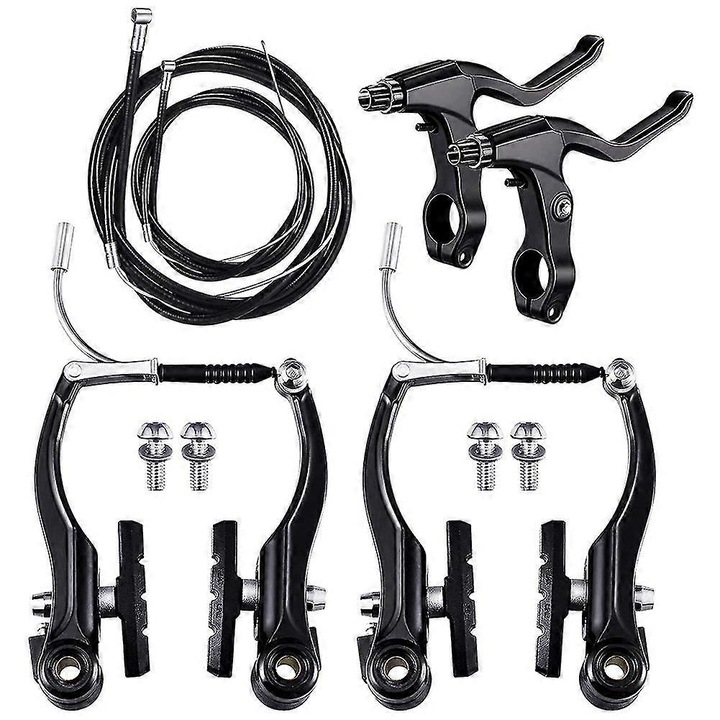 Set frane bicicleta, aluminiu, negru, 110x55mm, cabluri 2m