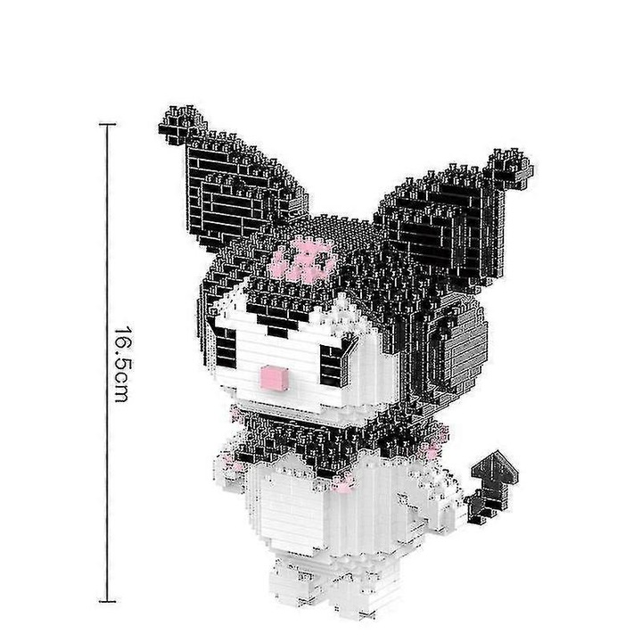 Set de constructie personaje Mymelody Pom Pom Purin Kuromi roz alb 10x15cm