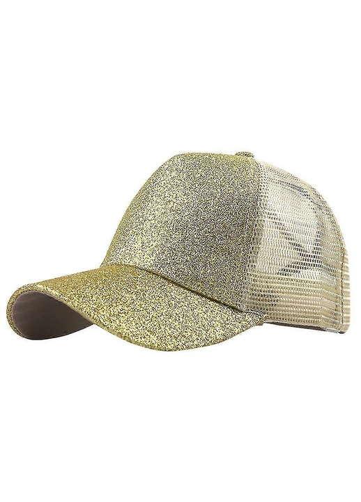 Sapca baseball unisex, slot coada inalta, glitter, ajustabila 52x65cm