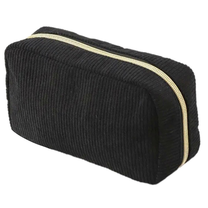 Penar mare capacitate, material corduroy, roz, 20x11x11cm