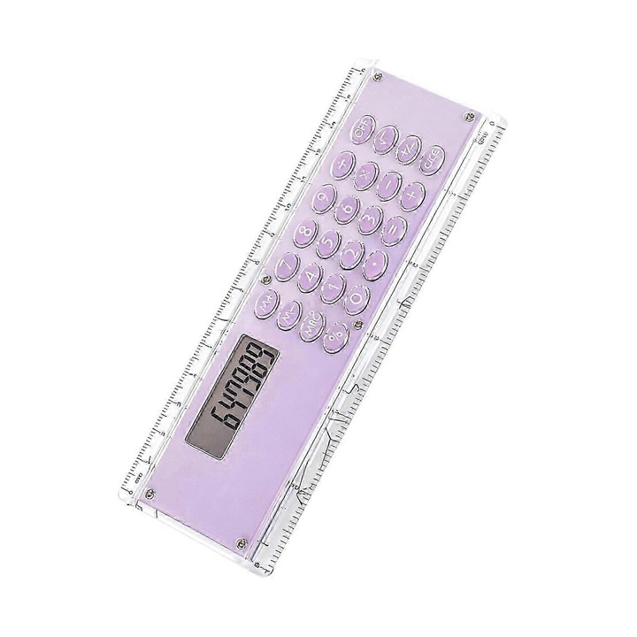 Többfunkciós vonalzó 15cm, 8 számjegyű számológéppel, kék