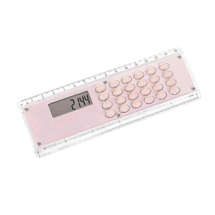 Többfunkciós vonalzó 15cm 8 számjegyű számológéppel, kék