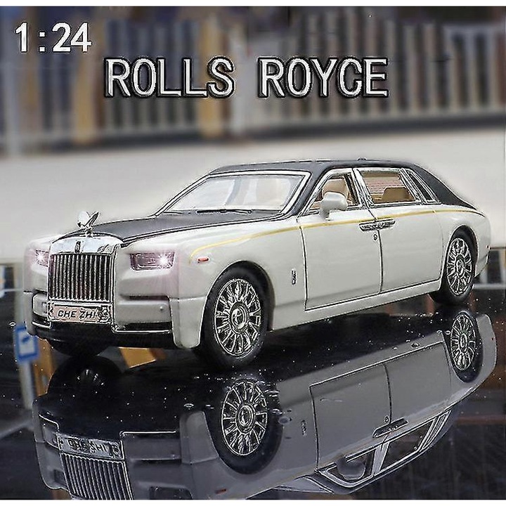 Rolls-Royce Phantom kisautó, fém és műanyag, 1:24, hang és fény, 15x6x5cm