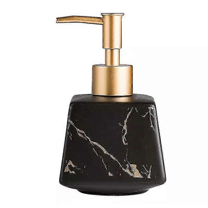 Дозатор за сапун керамичен черен мрамор 13.5x8.5cm 260ml