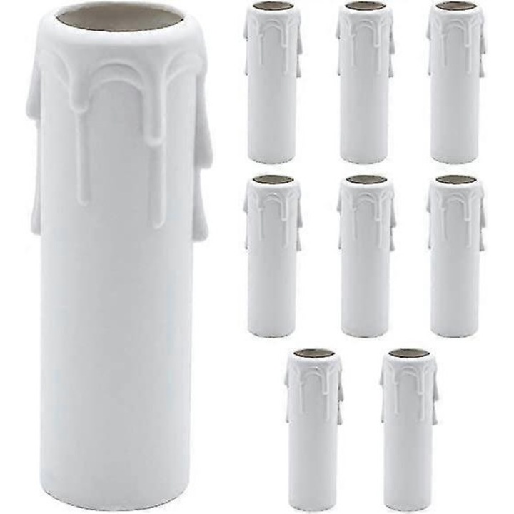 Set 10 tuburi albe pentru lumanari, plastic, 100mm