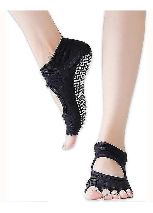 Ujjatlan, csuszasgatlo joga zokni noknek, legatereszto, sportolashoz, parnazott, Pilateshez, Baletthez, Fekete, One Size