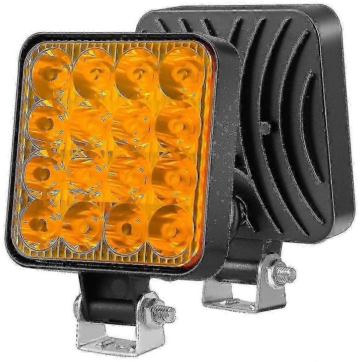 Proiector LED 48W 16 LED-uri alb galben rosu albastru 12V 24V IP65 50x10x8cm