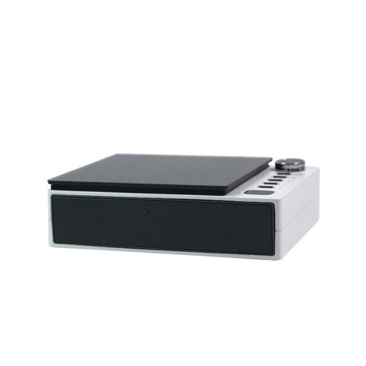 CD lejátszó képernyővel, Bluetooth, USB és AUX kompatibilis, intelligens LED digitális kijelző, méretek 18,5 × 14,8 × 5,4 cm, fehér színű