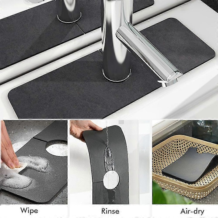 Covoras absorbant pentru chiuveta, 13.8x38cm, pamant diatomaceu, rezistent, uscare rapida