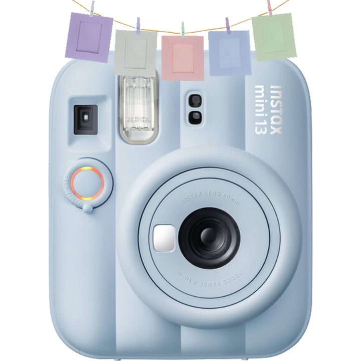 Fujifilm instax mini 13 Frost Blue azonnali fényképezőgép, kék + 10 dekoratív képkeret