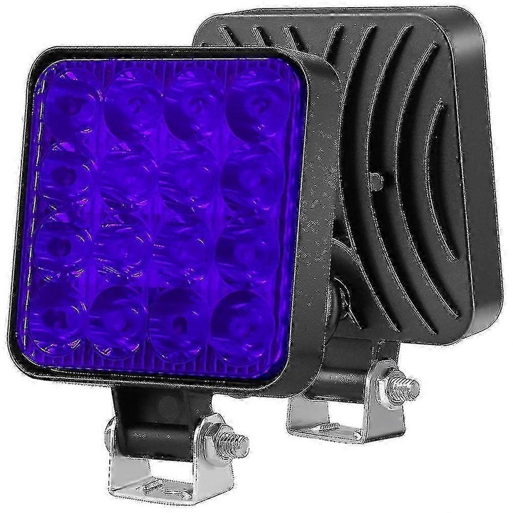 Proiector LED 48W 16 LED-uri alb galben rosu albastru 12V 24V IP65 50x10x8cm